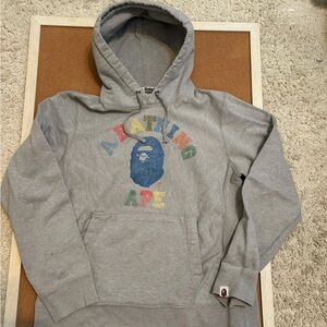 A Bathing Ape Gray Hoodie with Multicolor Logo